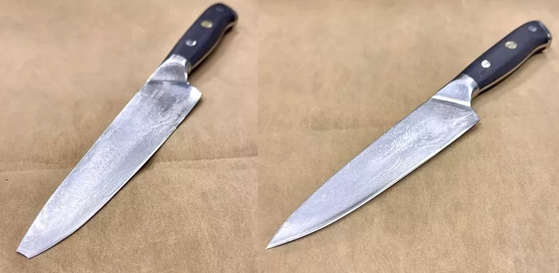 Oprava čepele nože před a po