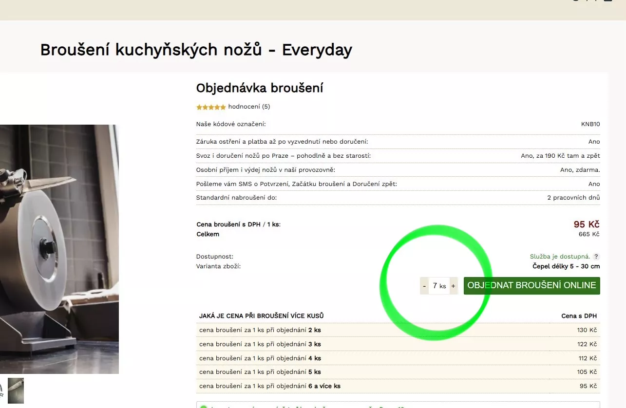 Objednání broušení online