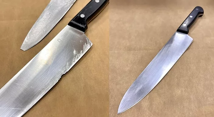 Detail opravy ostří nože